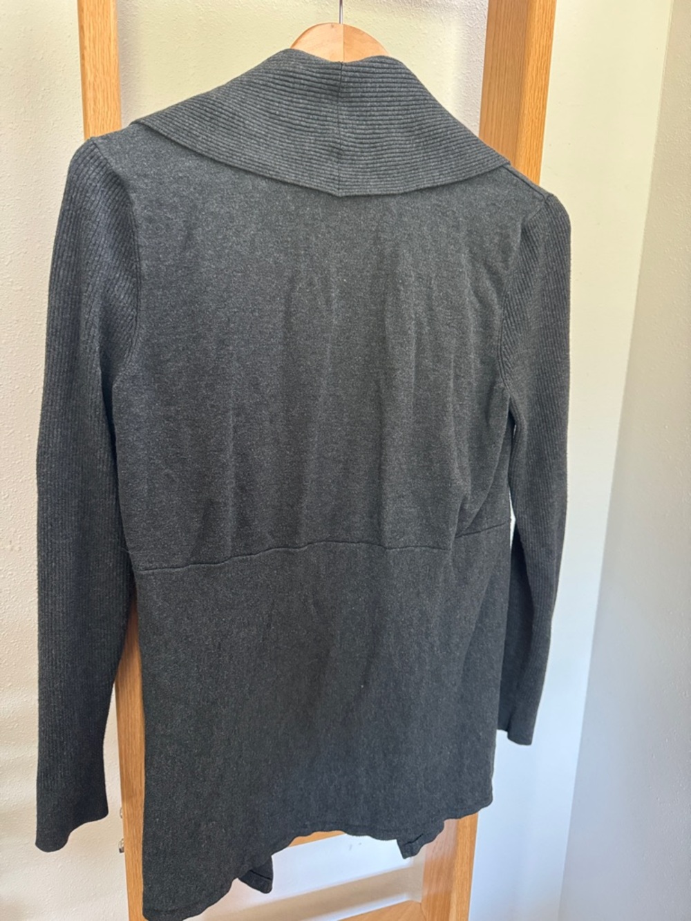 White House Black Market Dark Gray Draped Open-Front Cardigan Blazer - Picture 6 of 8